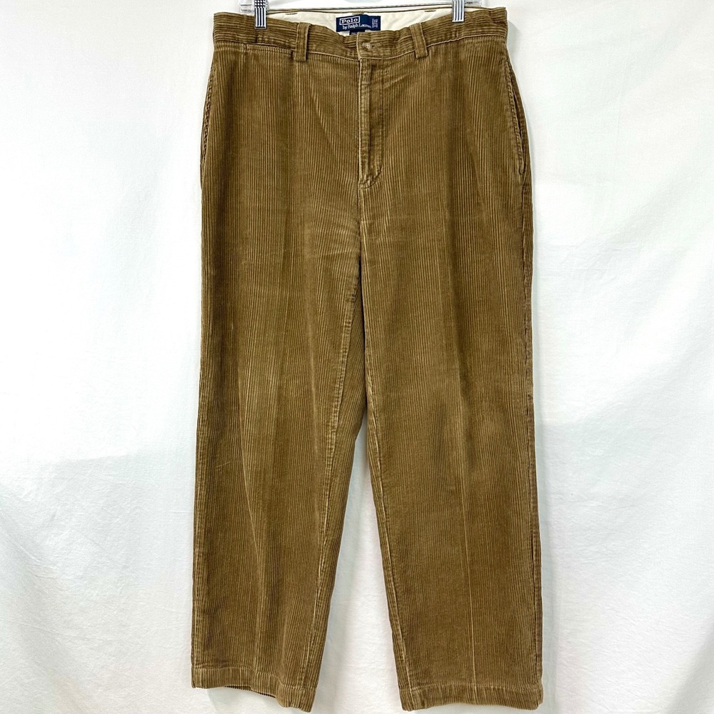 VINTAGE Polo Ralph Lauren Philip Pant Men's 34x32 (34x29) Tan Wide Wale Corduroy